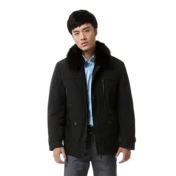 新品 蓝冰 羽绒服男商务大毛领 ^@^BA58010 黑色 185/XXXL