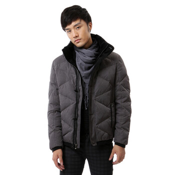 新品 蓝冰 男 菱形车线仿呢短款 羽绒服 ^@^BB52090 暖灰 185/XXXL