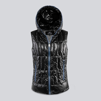 Justyle新款时尚女士大兜帽羽绒马甲 JTL45113217 黑色 XL