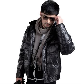 大羽 2012新款 时尚羽绒服 男士短款羽绒夹克 9208-黑格 黑格 190/108B