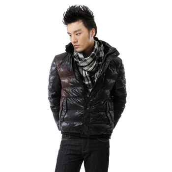蓝冰 男 拼块短面包 羽绒服 ^@^BB52150 黑色 185/XXXL