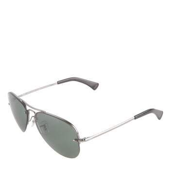 Ray-Ban 雷朋 3449/59-004/71 中性双梁太阳镜 暗绿色镜片银色金属镜框