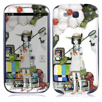 IdeaSkin 三星 I9300 Galaxy SIII/I9308/I939 捕昆虫的女孩 外壳保护套皮贴膜 DCUC031880
