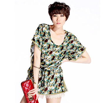 CUTIEPIGIE 夏季女装2012点彩波点蕾丝边装饰收腰连衣裙LQ0104# 绿色 均码