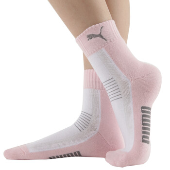 PUMA 彪马 女士绣花毛圈运动袜子 休闲短袜P1161020 漂白-浅粉 23-25cm