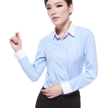 stamen 2012女装正品白领职业【气场篇】香槟领莫代尔女式长袖衬衫 蓝色 XXXL