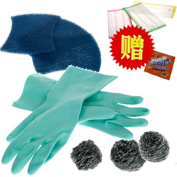 3M净之韵厨房清洁组（抗菌百洁布3片+钢丝球3只+芦荟滋润型手套）赠清洁抹布3片