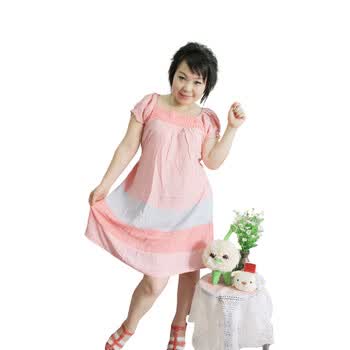 怀泰 孕妇装 夏装 孕妇裙 纯棉 韩版偏色连衣裙 12231 粉色 L