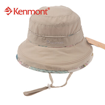 凯蒙特kenmont帽子春夏户外防晒防紫外线女士遮阳帽子大盆帽KM-0198 浅卡其色