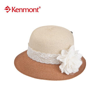 kenmont帽子春夏户外防晒大沿女士遮阳帽子KM-0436 咖啡色