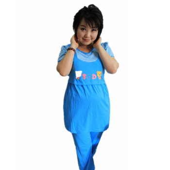 怀泰 孕妇装 睡衣套装 可哺乳月子服 12361 蓝色 L