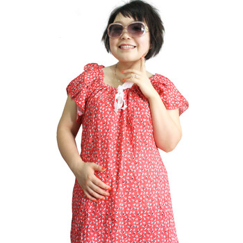怀泰 孕妇装 夏装 孕妇裙 短裙 韩版印花短袖裙 12015 红色 XL