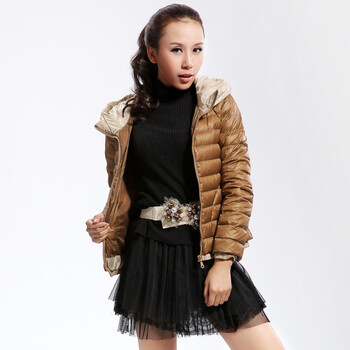 Cilaya/熙兰雅 背部印花装饰轻薄修身 短款羽绒服女正品 11239 驼色 S