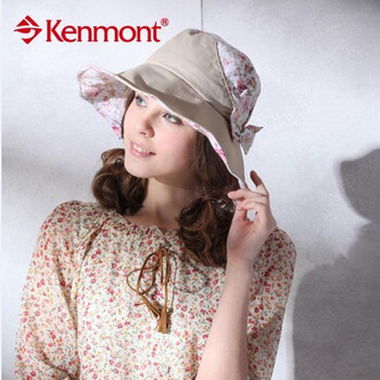 kenmont凯蒙特帽子春夏户外防晒防紫外线女士遮阳帽子大帽檐km-0401 卡其色