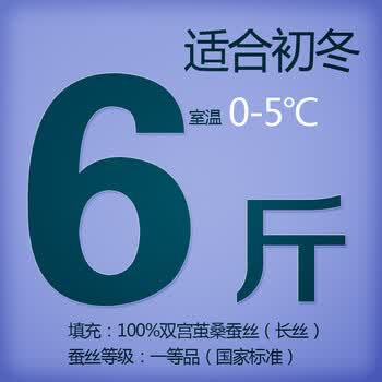 钱皇正品 100%桑蚕丝被桐乡手工被芯/子春/冬被 单/双人 爱尚 斜纹 蚕丝净重6斤 220x240cm