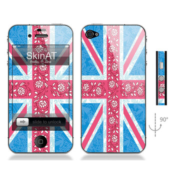 SkinAT iPhone4/4s手机正背面贴膜 英国旗 漂亮米字旗 iphone 4S