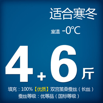 钱皇100%桑蚕丝被芯/子母被 春秋/空调/夏凉被 单/双人被 子母款 关爱 祥云送瑞 蚕丝净重4+6斤 220x240cm