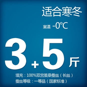 钱皇正品 100%桑蚕丝被桐乡手工被芯/子春/冬被 单/双人子母被 爱尚 斜纹 蚕丝净重3+5斤 220x240cm