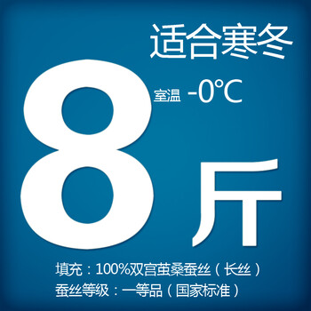 钱皇正品 100%桑蚕丝被桐乡手工被芯/子春/冬被 单/双人 爱尚 斜纹 蚕丝净重8斤 220x240cm