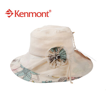 凯蒙kenmont帽子春夏户外防晒防紫外线女士遮阳帽子KM-0211 浅卡其色