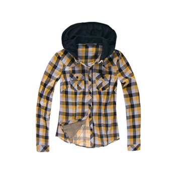 【森马semir】女款拼接针织帽短款衬衣衬衫083140001 黄色 XXL