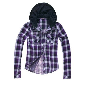 【森马semir】女款拼接针织帽短款衬衣衬衫083140001 紫色 XXL