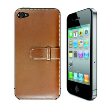 SkinAT iPhone4/4s手机背面贴纸 贴膜 伪装皮包 棕色皮包