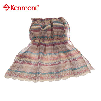 kenmont凯蒙特围巾 春夏女士围巾 女士新品围巾 格子 刺绣 波西米亚风格KM-1839 浅灰色