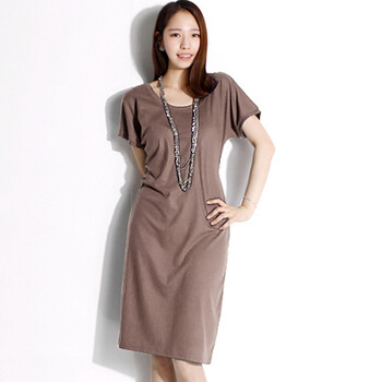 吉思美JSM 2012女夏装新款韩版短袖淑女优雅气质时尚连衣裙JK206D002 米色 均码