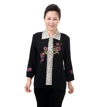 达思彼 新款中老年妈妈女装时尚假2件衬衫外套 YY健美人 黑底小方格 XXXXL