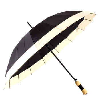 美度 晴雨两用自动开16骨长柄防风功能雨伞 M5001黑色