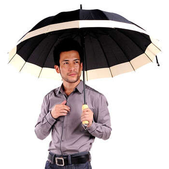 美度 晴雨两用自动开16骨长柄防风功能雨伞 M5001黑色