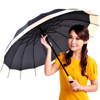 美度 晴雨两用自动开16骨长柄防风功能雨伞 M5001黑色