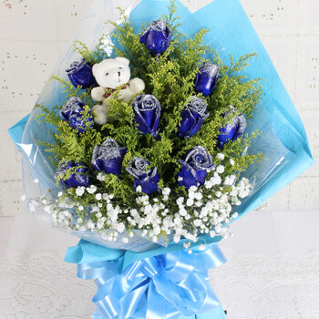 <em>鲜花</em>速递 11朵蓝玫瑰 送<em>女友</em> 爱情<em>鲜花</em> <em>生日</em>花