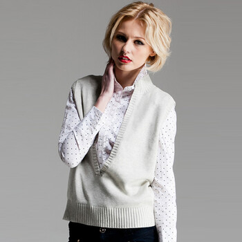 佧伽2012新款<em>大V领</em>纯色针织<em>马甲女</em>秋冬<em>毛线</em>背