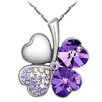 唯一(Winy)幸福四叶草 水晶项链 耦合紫色 配礼