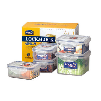 
                                                            乐扣乐扣（LOCK&LOCK） 保鲜盒 乐扣饭盒 冰箱储物盒 厨房收纳盒 5件套装 礼盒                