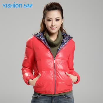 以纯yishion <em>女装</em>休闲<em>羽绒服外套</em>11421921 橙红