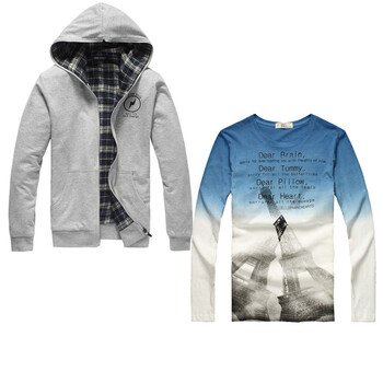 ONE-T新款连帽<em>卫衣开衫男士卫衣</em>潮<em>搭配</em>时尚渐