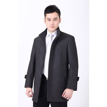 Firs 杉杉 灰色中长立领毛呢大衣 经典男款FIRS