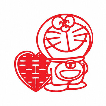 个性一百幸福由内而外cac2618机器猫卡通喜字贴婚房装饰结婚用品墙贴