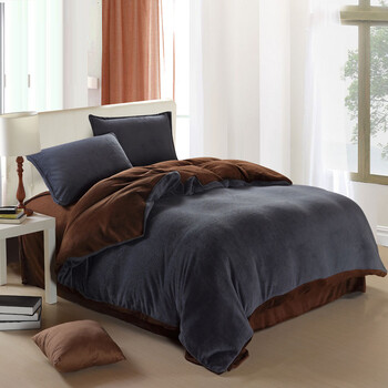 欧莱缦家纺 纯色加厚珊瑚绒四件套 超柔保暖床