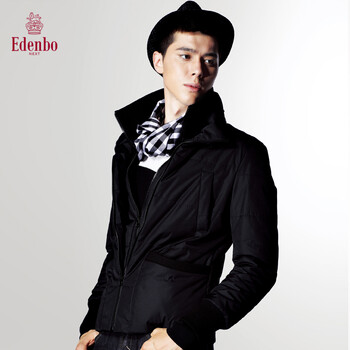 爱登堡男装 Edenbo 时尚<em>毛呢</em>格子夹棉加厚大衣