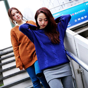 复古女装<em>连帽</em>麻花粗<em>织毛衣</em>2036745