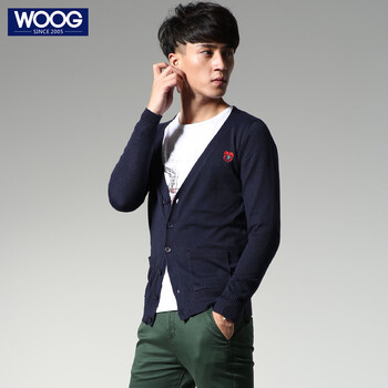 包邮/WOOG 2012秋装<em>针织衫男士黑色</em>韩版潮男