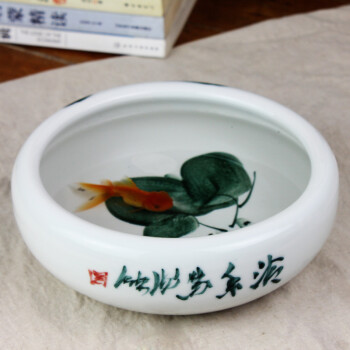 
                                        欢畅 景德镇陶瓷器 鱼缸 手绘金鱼乌龟缸盆景 水浅 yg37 大号                