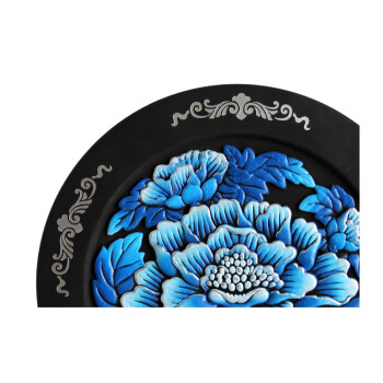 
                                        金乌炭雕（klinart） 富贵芙蓉盘 D345 家居饰品摆件 活性炭除甲醛 蓝色 D345                