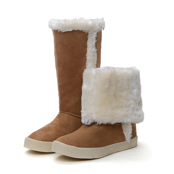 CALSONUSA雪地靴女平底靴高筒靴子女靴毛毛靴长靴
