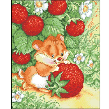 dmc十字绣最新款szx客厅画儿童房卧室小幅动物卡通系列狐狸摘草莓 非