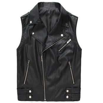 府2012秋款新品 时尚休闲西装领<em>男士皮马甲</em>6